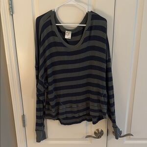 Aerie Striped Navy and Gray Top